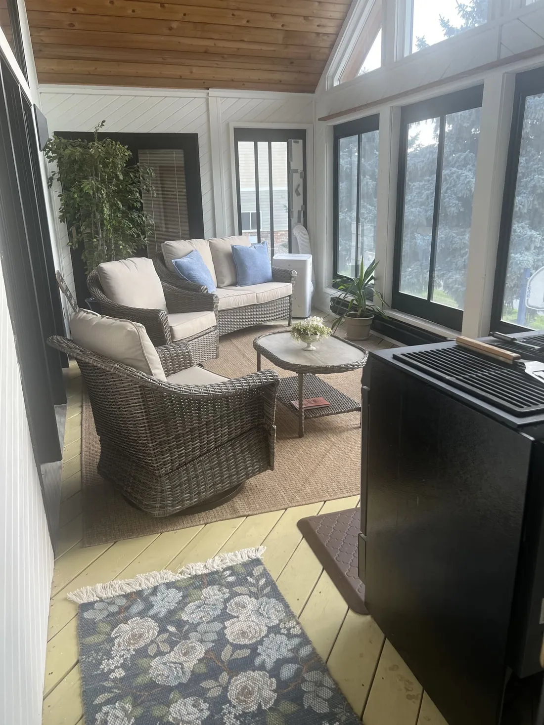 Wood Sunroom Brightened to White — after