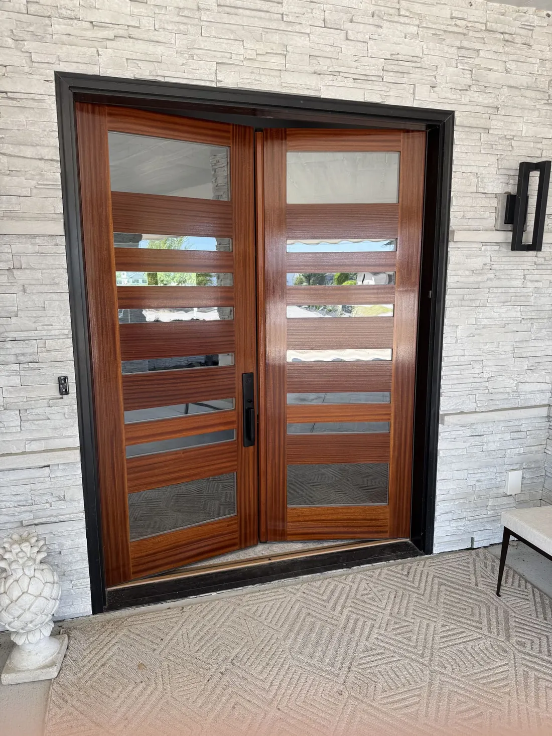 Mahogany Double Front Doors — Refinished — after
